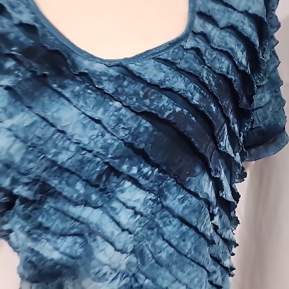 Notations Blue Textured Blouse - Picture 3 of 4